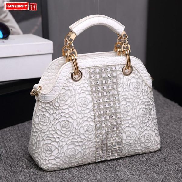 

evening bags fashion diamonds women handbags crossbody female shoulder shell bag rhinestone messenger crocodile pattern leather