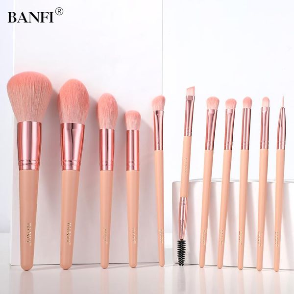 

makeup brushes bnafi 9pcs peach pink brush set with bag cosmestic eyelashes package edge concealer blusher