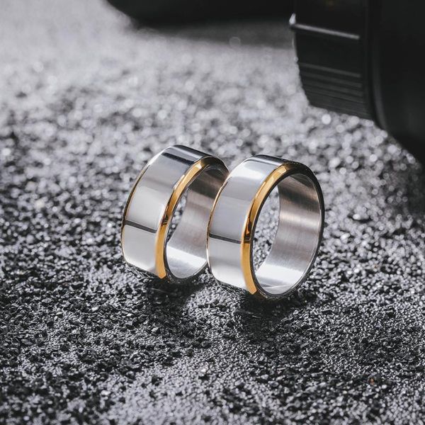 

cluster rings american simple personality fashion edging light plate index finger gradual power process precision polished titanium steel ri, Golden;silver