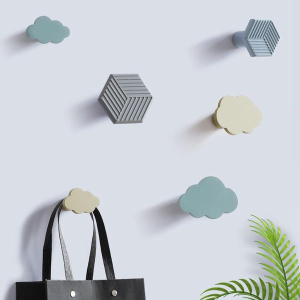 

hangers & racks creative cloud geometric shape wall decorative hook bedroom door coat resin single towel 4-piece set