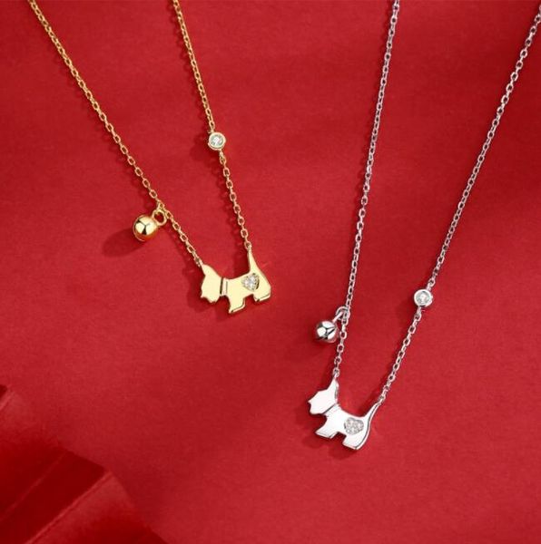 

s925 sterling silver bells fortune dog necklace bracelet