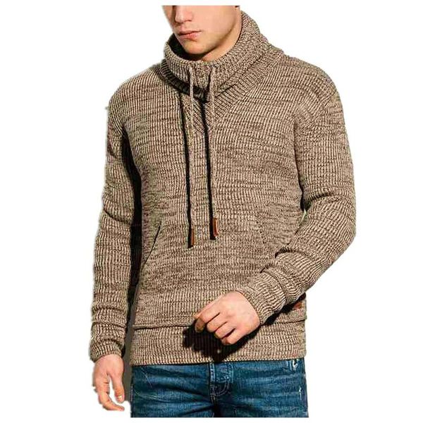 

men's sweaters men hoodie pullover sweater oversized fall winter drawstring stand collar knit long sleeve casual warm 2021, White;black