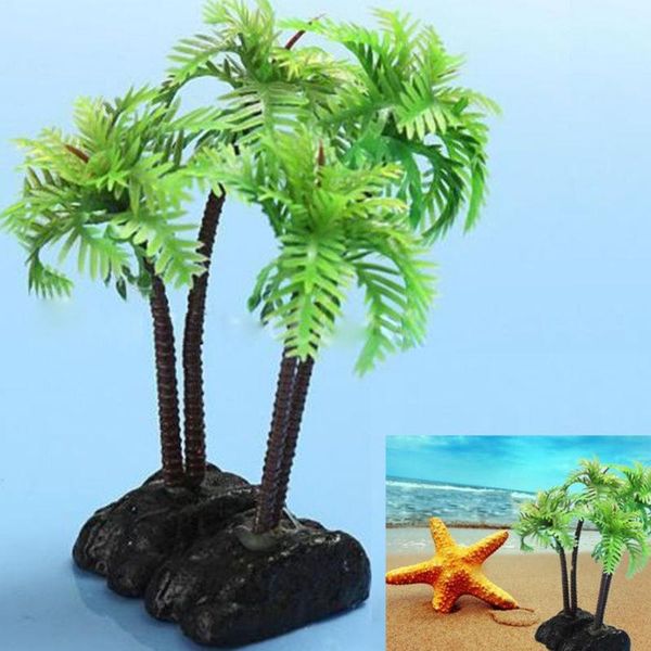 

decorations 1pc simulation resin coconut tree aquariums fish tank ornaments decoration green