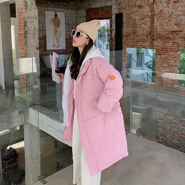 

women's down & parkas and long cotton clothes 2021 winter loose padded jacket student fashion coat bread suit, Black