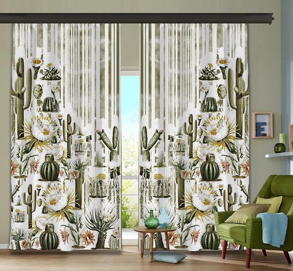 

cipcici botanic cactus 2 piece panel curtain kids living room decorative child white green ethnic woman plain elite & drapes