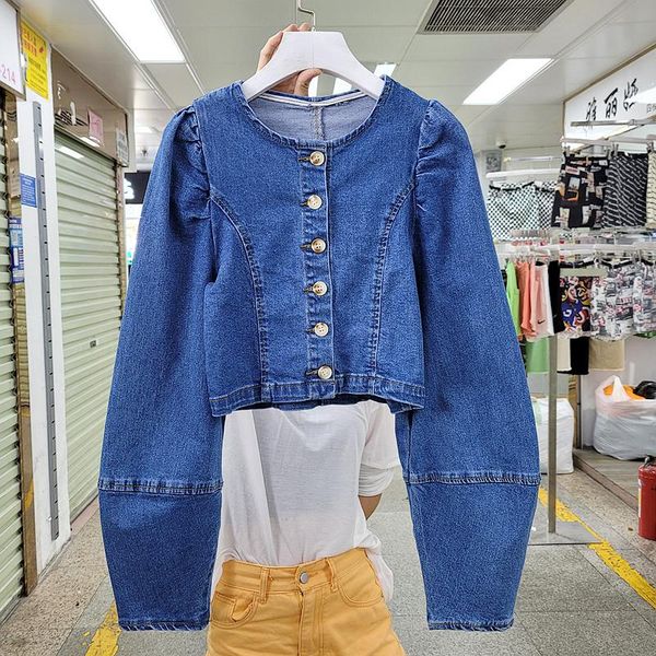 

women's jackets seebeautiful casual stitching loose denim jacket coat o neck long sleeve single breasted women autumn 2021 fashion g196, Black;brown