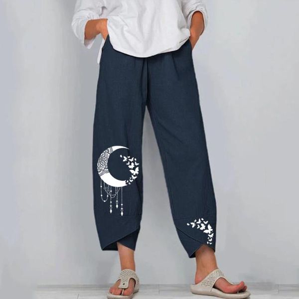 

women's pants & capris wide-leg cotton linen embroidered loose ankle-pants y2k summer fashion casual ladies pockets trousers 2021, Black;white