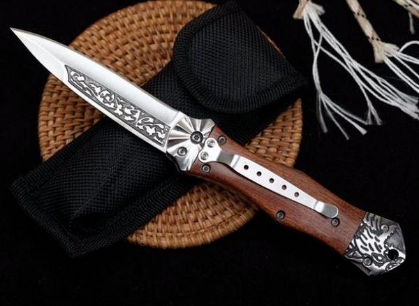 Tigerr Coltello aperto orizzontale ad azione singola 7CR13MOV Tasca tattica in legno pieghevole Caccia Pesca Strumento di sopravvivenza EDC