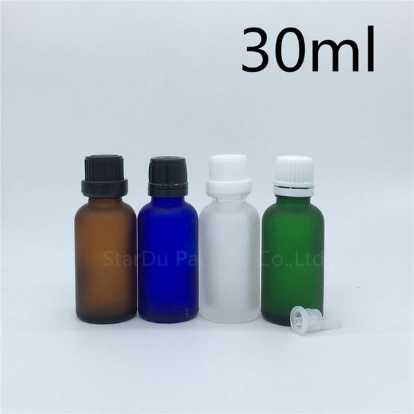 

storage bottles & jars travel bottle 30ml green blue amber transparent frosted glass bottle, vials essential oil with tamper evident cap 10p
