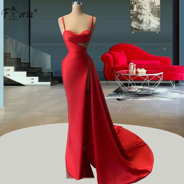 

party dresses red arabic a line prom dress 2021 high slit satin long evening spaghetti strap celebrity special occasion gown, White;black