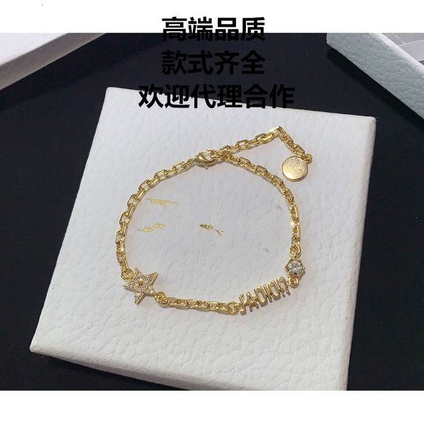 

d family bracelet female letter ja pentagram star full diamond bracelet jewelry high version, Golden;silver