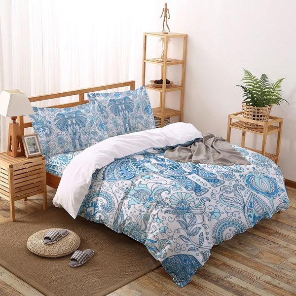 

bedding sets elephant texture flowers print comforter set duvet cover  king bed home housse de couette gift