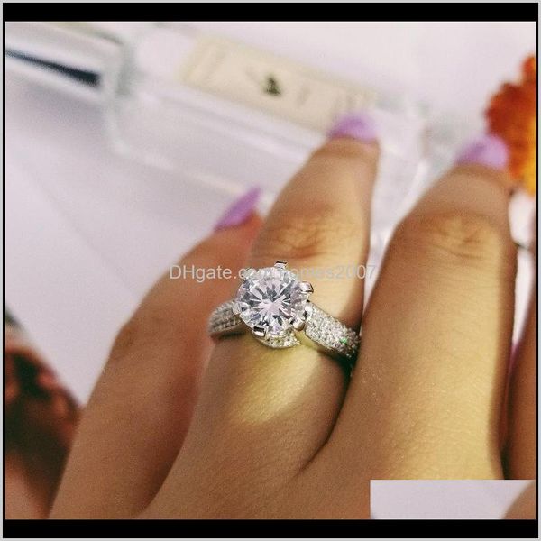 

jewelryoriginal products 925 sterling sier wedding engagement ring for women finger jewelry r4473s cluster rings drop delivery 2021 n0sec, Golden;silver