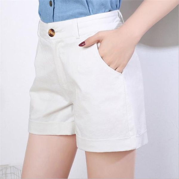 

women's shorts women plus size100% cotton slim female summer solid straight pantalones cortos breathable short loose, White;black