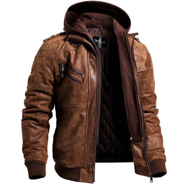 

Fashion Leather Men' 2021pu Jacket Large Trend, Brown