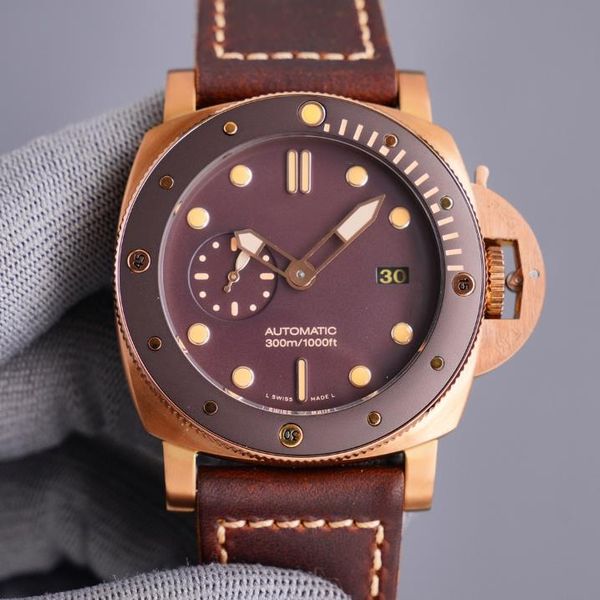 

mens 2555 automatic mechanical ceramics watches 44mm full stainless steel gliding clasp wristwatches luminous watch montre de luxe, Slivery;brown