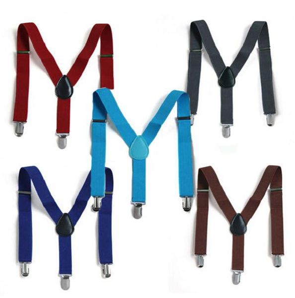 

hair jewelry) boy girls candy colors clip-on adjustable straps pants fully elastic y-back suspender belt braces 26 colors drop shipping, Golden;white