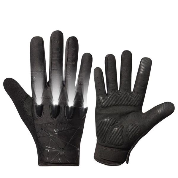 

cycling gloves camping training with led finger glove hiking touch screen non slip road bike motorcycle sports, Black