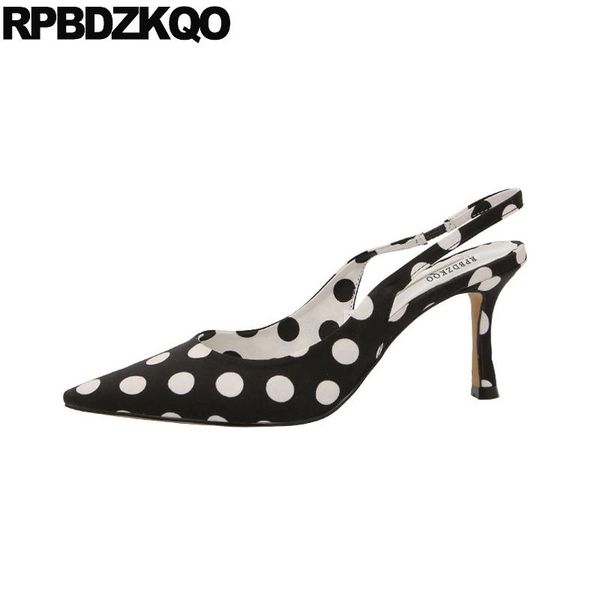 

dress shoes female strap high heels pumps pointed slip on stiletto closed toe polka dot women sandals 2021 summer black slingback