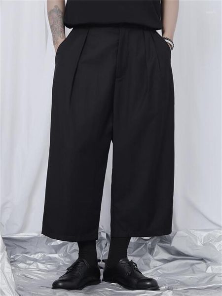 

men's pants wide leg fall casual straight classic simple dark large size loose, Black