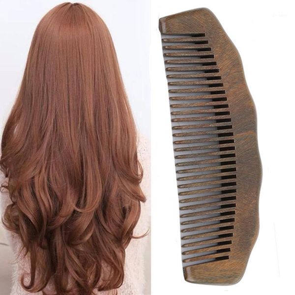 

wooden health brush detangle comb vintage style wide tooth anti static natural sandalwood home hair tools, Silver