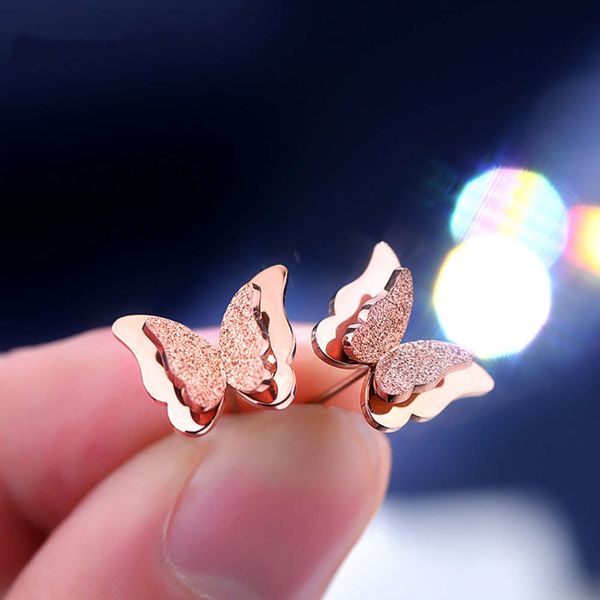 

fashion simple titanium butterfly earrings recommended rose headpiece
