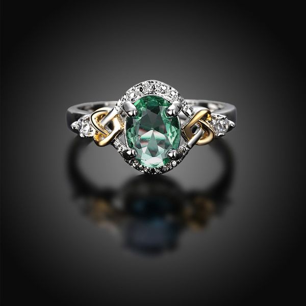 

zhendianzhibao accsori green zircon women's creative ring, Silver