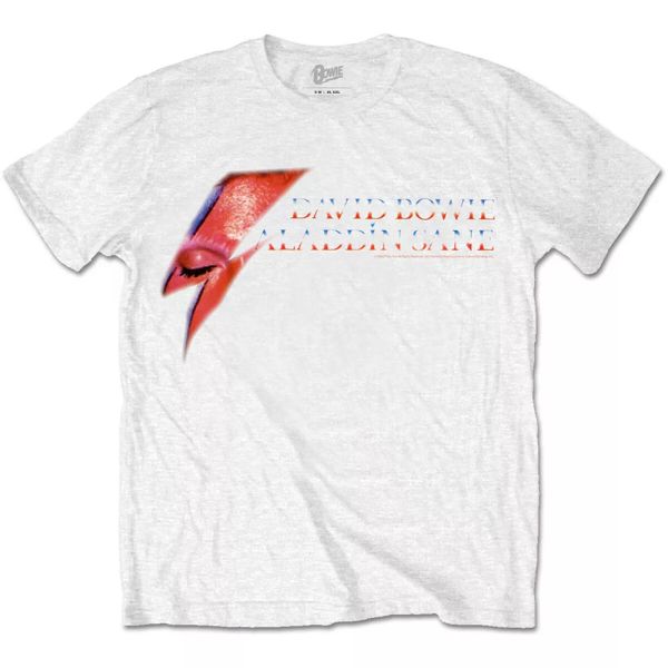 

white david bowie aladdin sane flash licensed men t-shirt, White;black