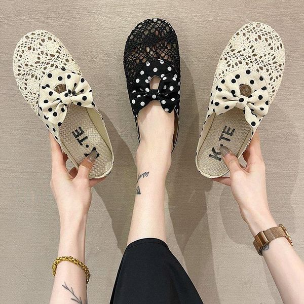 

slippers women shoes fisherman woman mesh breathable flat soft bottom peas womans women's 35-41, Black