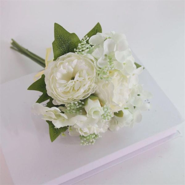 

decorative flowers & wreaths white silk hydrangeas artificial wedding for bride hand peony fake red home decoration