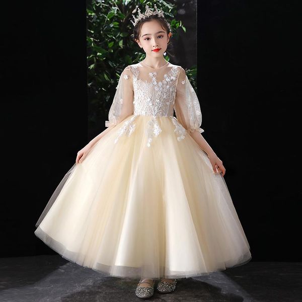 

girl's dresses dress princess foreign style puffy yarn flower girl, Red;yellow