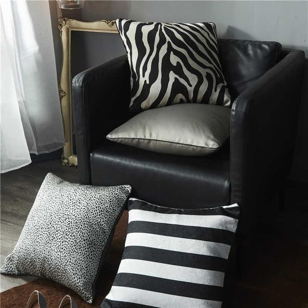 

cushion/decorative pillow summer silk cushion cover zebra leopard print satin pillow, black decorative white pillowcase silky bed