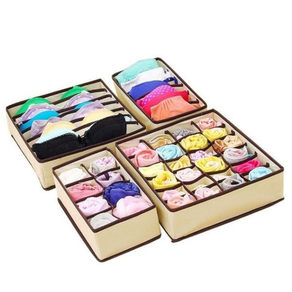 

storage bags 4 pack boxes underwear divider drawer lidded closet organizer divide by for bras socks ties
