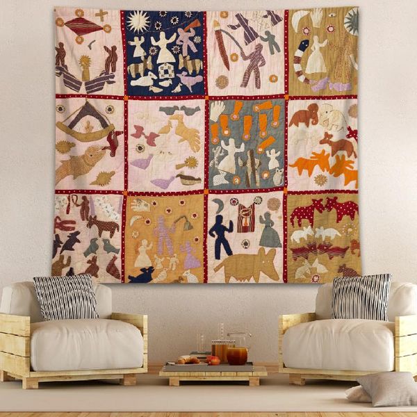 

tapestries room decor wall hanging american19th century created with hexagon shaped mosai grandmothers flower garden tapestry