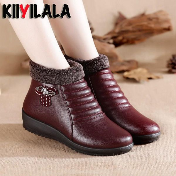 

boots kiiyilala winter zip snow women plush warm furry shoes platform waterproof fur round head woman, Black