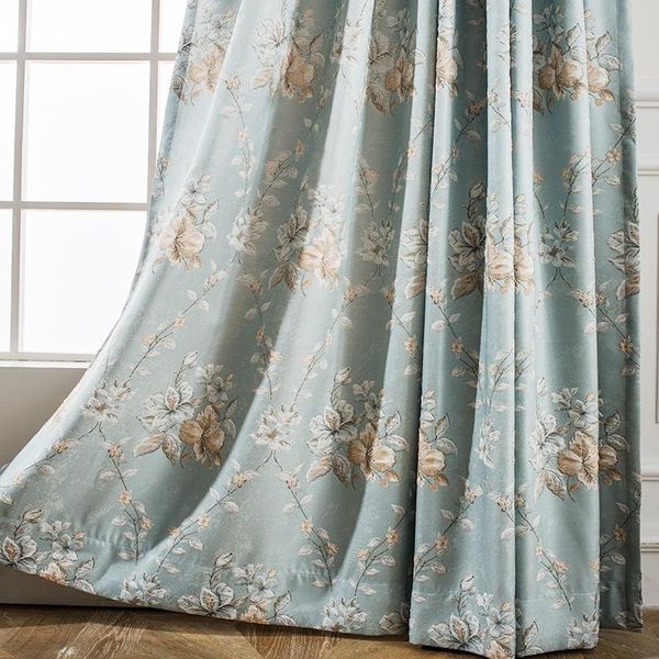

american pastoral style floral yarn-dyed jacquard curtains for shading living room bedroom balcony floor custom curtain & drapes