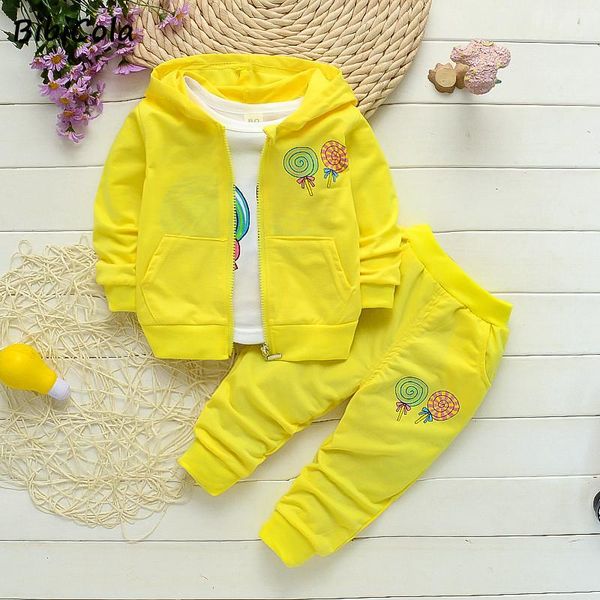 

baby girls clothing sets suit toddler girl lollipop print hooded jacket+ + pants 3pcs outfits set, White