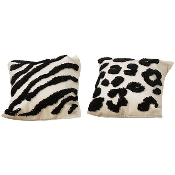 

pillow case throw cover boho cushion leopard zebra stripe tufted pillowcase sofa