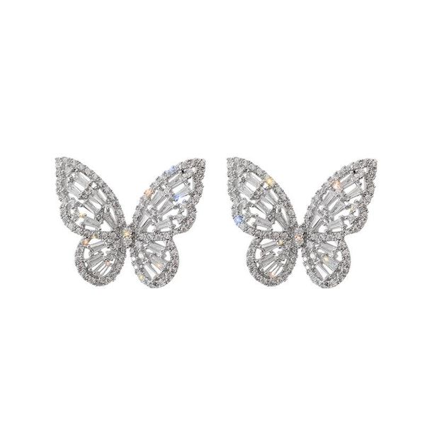 

butterfly earrings for women vintage zircon stone korean female ladies small stud jewelry aros oorbellen aretes de muje, Golden;silver