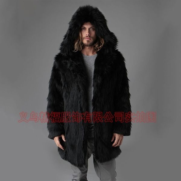 

new men's medium and long fur coat leisure fox selling mink imitation wear, Black