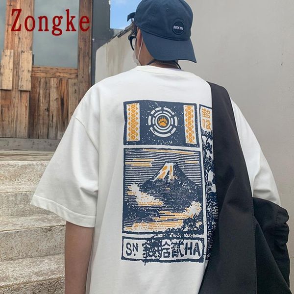 

men's t-shirts zongke 2021 print half sleeve t shirt men tshirt male summer cotton tee casual fashion m-3xl funny clothing, White;black