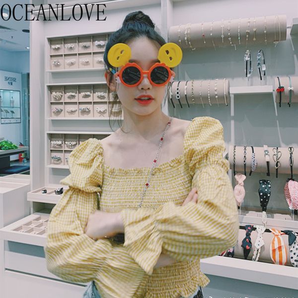 

sweet vintage women shirts puff sleeve pleated slim fashion chic blouses spring korean blusas feminina 15429 210415, White