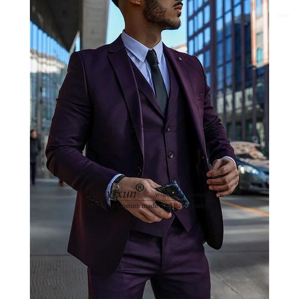 

men's suits & blazers casual navy blue men office workwear groom tuxedo wedding 3 piece male fashion style jacket vest pants set costum, White;black