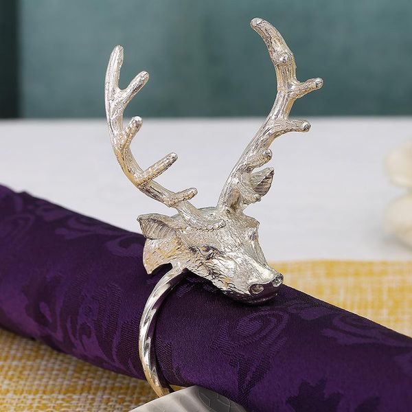 

6pcs metal napkin circle christmas deer ring el set head cloth buckle rings