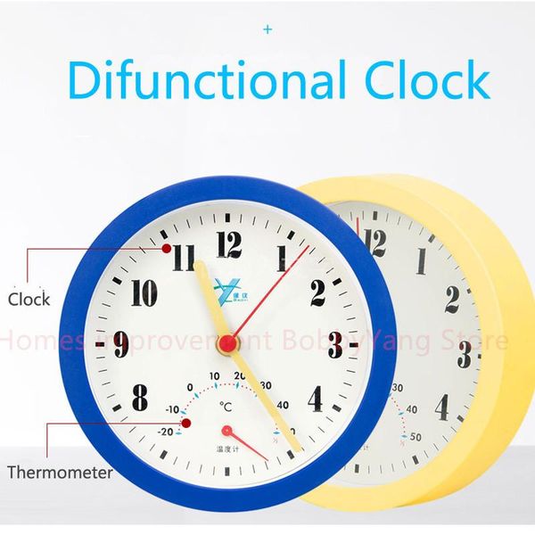

wall clocks 5.9 in. modern design 2-in-1 clock displays clear time temperature children's room study office decor art timepieces
