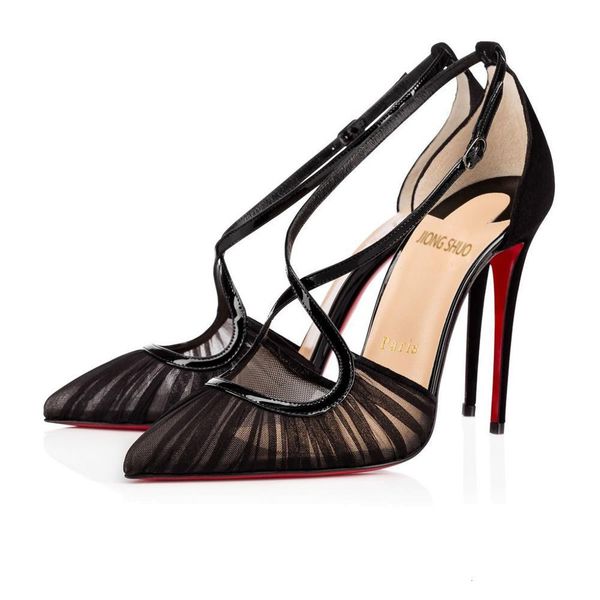 

dress shoes red bottom fashion high heels patent leather women party wedding triple spikes pointed toes pumps shoes with box f12w, Black