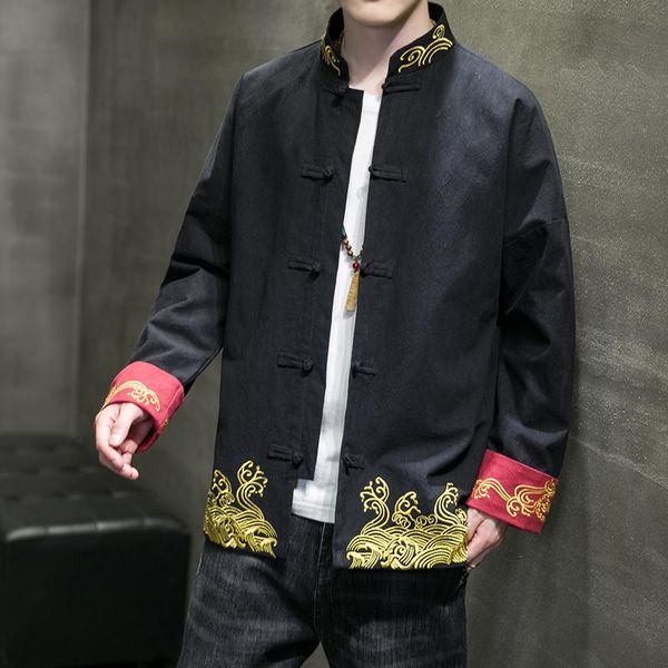 

men's jackets waves embroidery baseball mens china style bomber men spring oversized streetwear coats, Black;brown