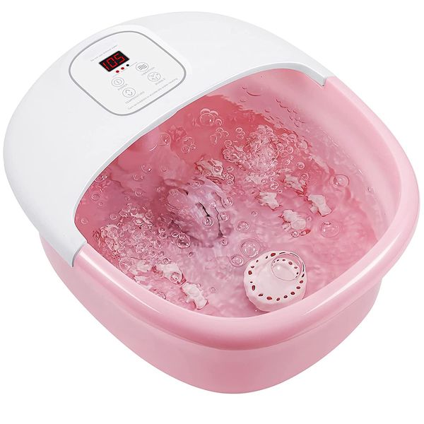 

foot spa bath massager with heat, adjustable temperature control , bubbles and vibration, home pedicure tub for relax