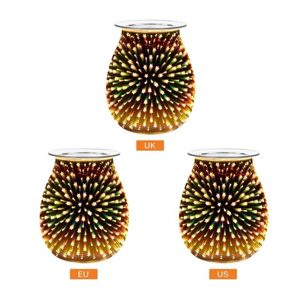 

fragrance lamps night light diffuser wax warmer uk/eu plug decor aroma electric melt incense burner 3d touch firework lamp
