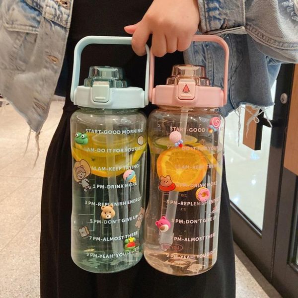 

water bottle 2l sport kettle space cup transparent practical long haul outdoor fitness large capacity plastic